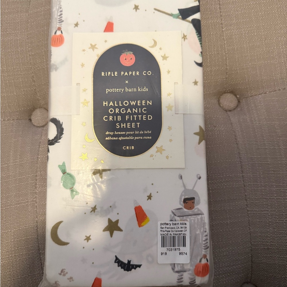 Rifle Paper Co. Halloween Crib Sheet - White and Gold